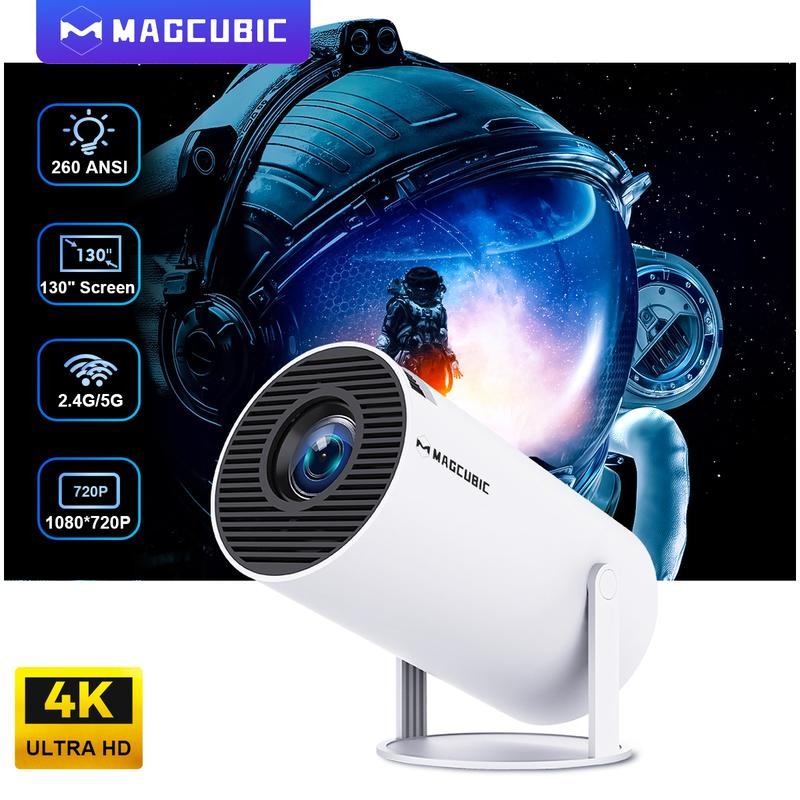 Portable Smart Mini Projector – 720P Native, 4K Support & Android 11
