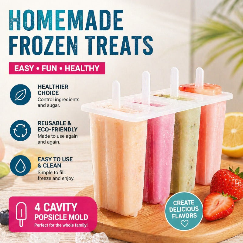 Reusable 4-Cavity Popsicle Mold – BPA-Free Summer Treat Maker
