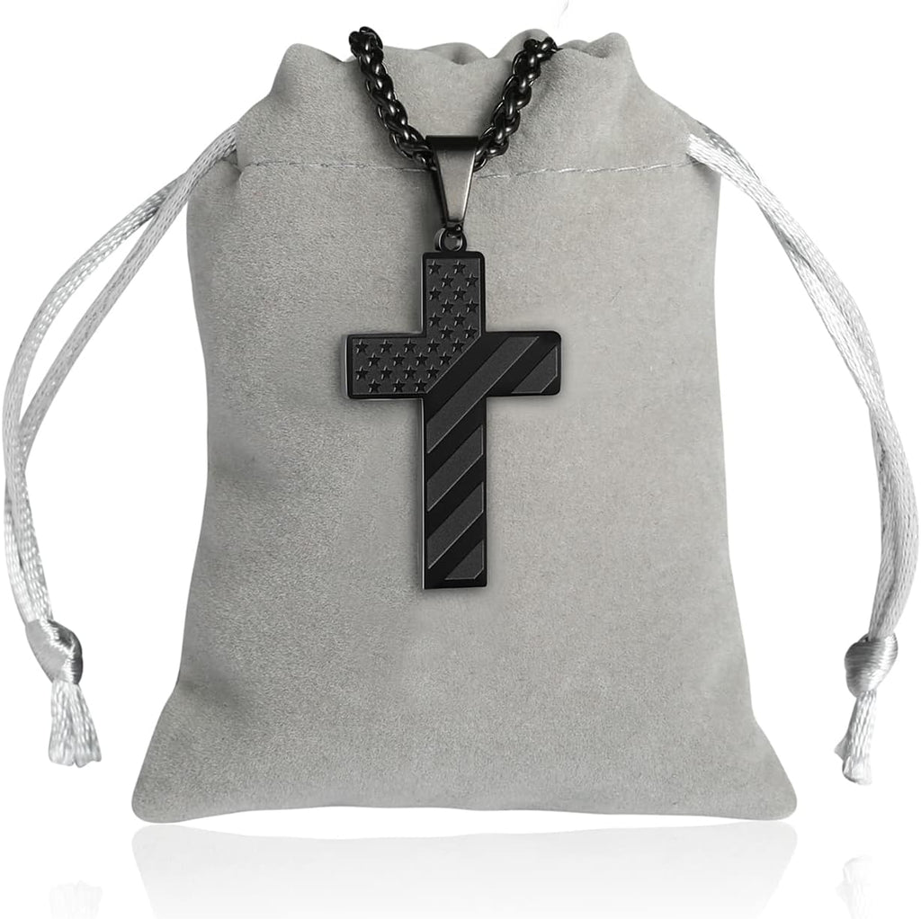 IronPride Cross American Flag Cross Necklace